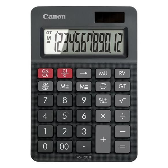 Calculatrice de bureau Canon AS-120 II - 12 chiffres, solaire et à pile