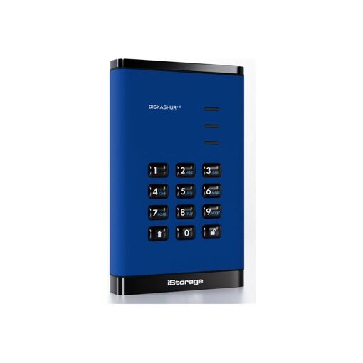 iStorage diskAshur³ 2TB SSD - Encrypted Portable External Hard Drive - USB 3.2 Gen 1 - 256-bit AES - Blue Sapphire