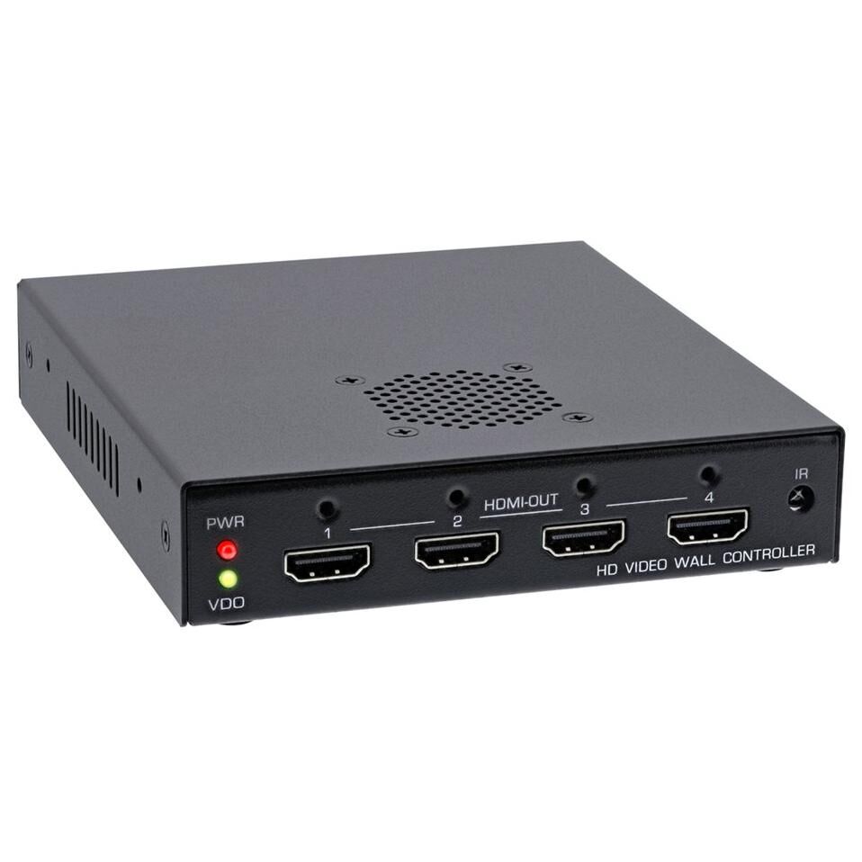 INTOS ELECTRONIC HDMI Video Wall Switch 1 to 4, Full HD - Video/Audio Switch - 4x HDMI - Desktop