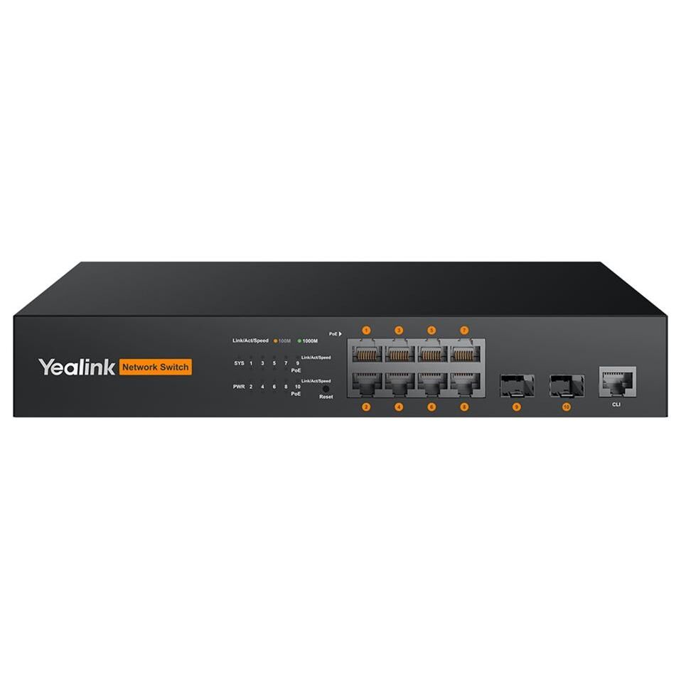 Yealink RCH80 - Managed Switch - L2+ - 8 x 10/100/1000 (PoE+) + 2 SFP 1 Gigabit