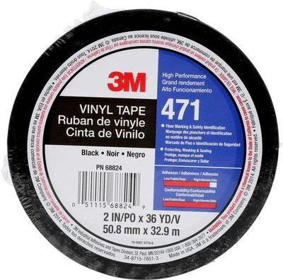 3M Black PVC Tape, 33m x 50mm, 1 Roll (471IW-S50-D)