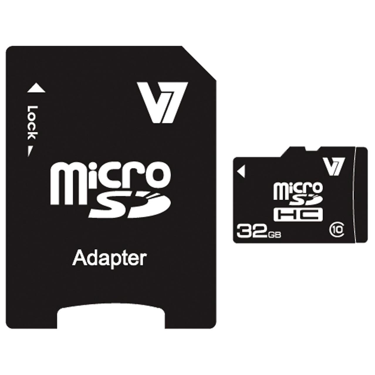 V7 MicroSDHC Card 32GB Class 10 + SD Adapter