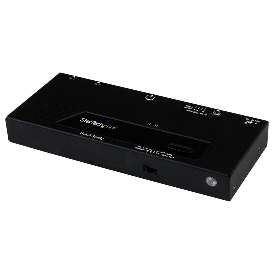 StarTech.com 2-Port HDMI Switch - Automatic and Prioritizing - 1080p Video/Audio Switch - Desk Mountable