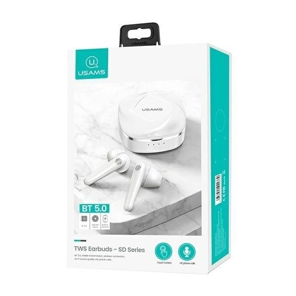 USAMS TWS Bluetooth 5.0 Earbuds BHUSD01 (Wireless, White)