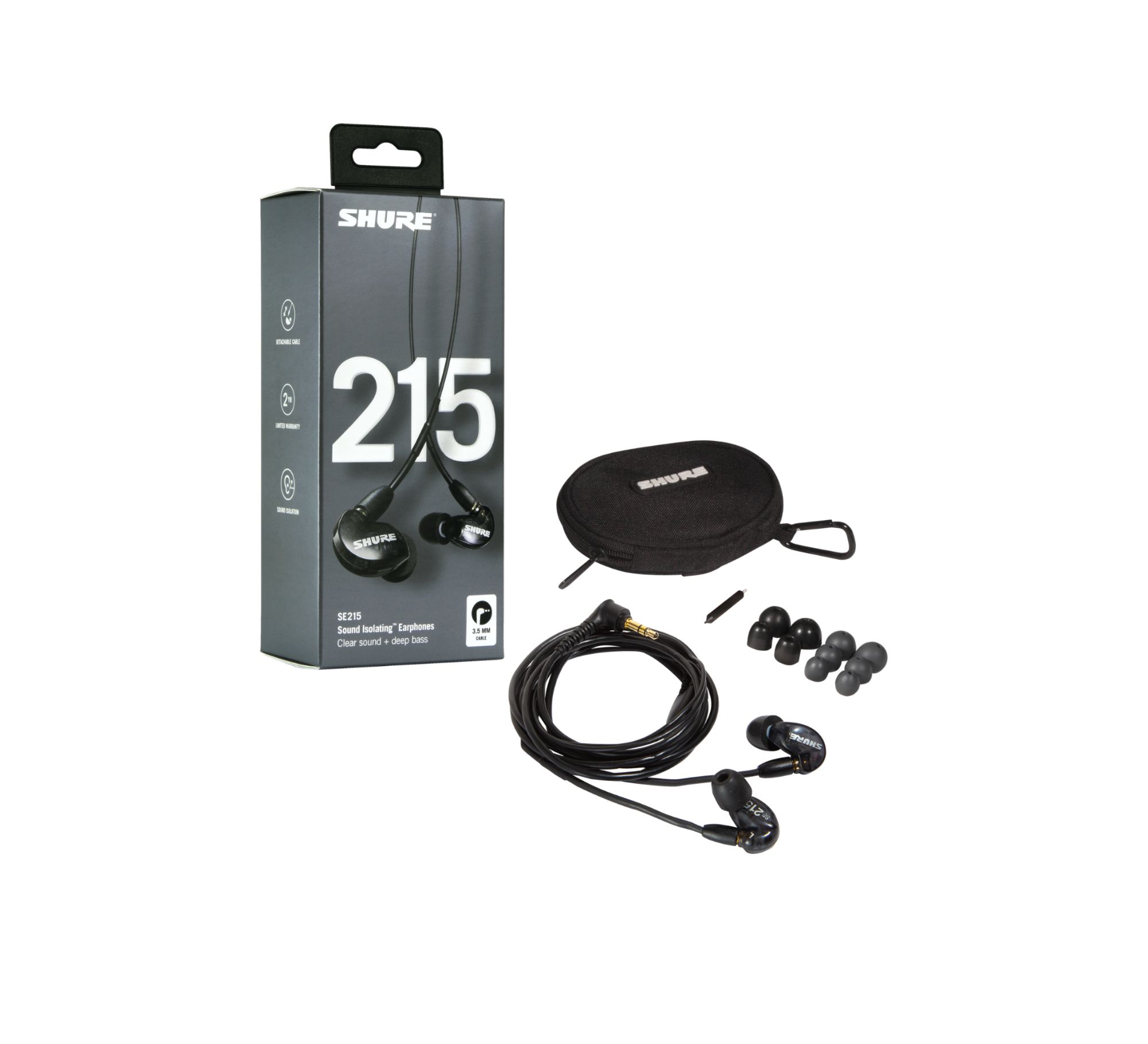 Shure SE215-K-EFS Professional Sound Isolating Earphones (Black, Size: Small, Color: Black)