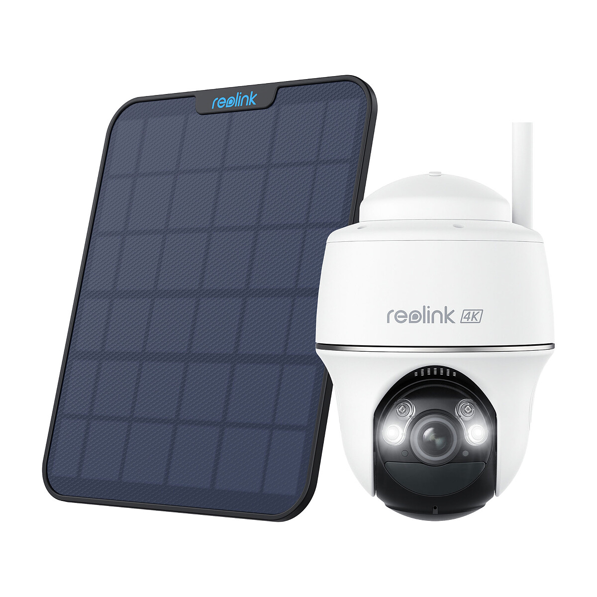 Cámara exterior REOLINK Argus Serie B440 con Panel Solar 2 (IP64, WiFi, Resolución 3840 x 2160 píxeles, Visión nocturna, Campo de visión 110°, Detección de 120°)