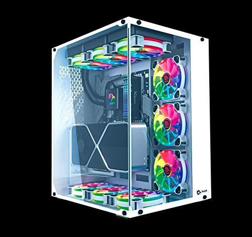 Talius Tech 4 U Cronos Frost ATX Gaming Case with Tempered Glass and Iris RGB Fans (Available in Two Colors) - White