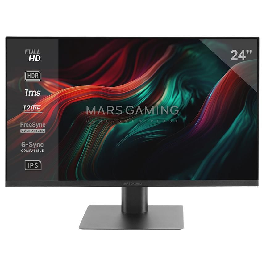 Mars Gaming MV-24 24-Inch Full HD LED Gaming Monitor (1920x1080, 1 ms Response Time, 120Hz Refresh Rate, Fast IPS, Black)