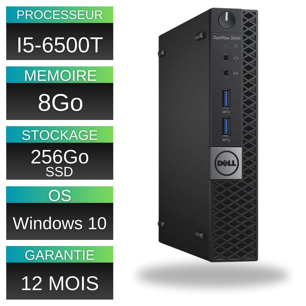 Dell Optiplex 3040 Micro SFF - Intel Core i5-6500T, 2.5GHz, 8GB RAM, 256GB SSD