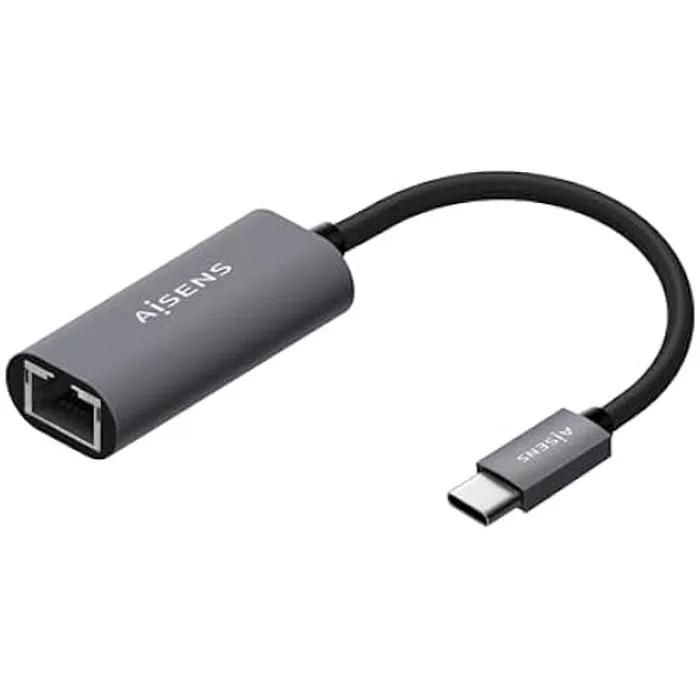 AISENS USB-C to Ethernet Adapter - 10/100/1000 Mbps, Grey, 6 inches