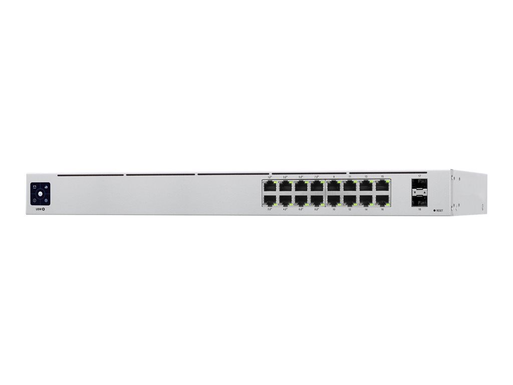 Ubiquiti UniFi Switch USW-16-POE - Commutateur - Géré - 16 x 10/100/1000 (8 PoE+) + 2 x Gigabit SFP - Montable sur rack, de bureau - PoE+ (42 W)