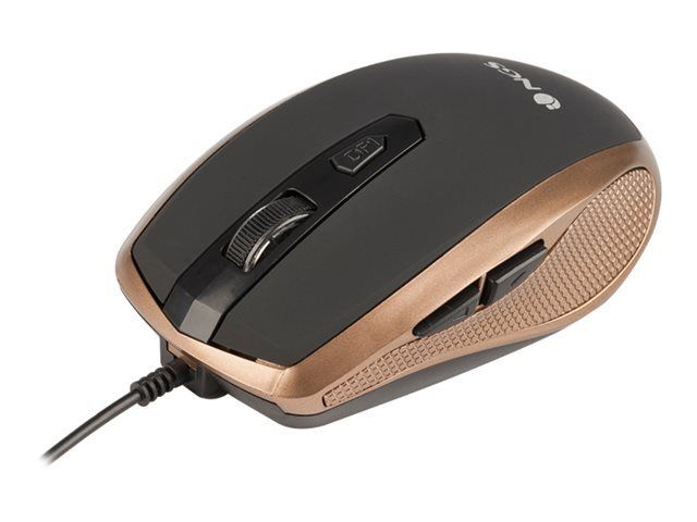 NGS Technology Optical Wireless Mouse for Right-Handed Users, 6 Buttons, USB, Gold