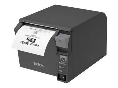 Epson TM T70II Thermal Receipt Printer - 7.95cm Roll - 180 x 180 ppp - Up to 250mm/sec - USB 2.0, LAN - Cutting Tool - Dark Grey