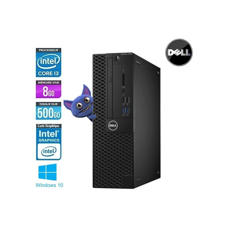 Dell OptiPlex 3050 SFF - Core i3 3.9 GHz, 4GB RAM, 500GB HDD, DVD-RW, Gráficos Intel HD 530, Windows 10, Teclado + Ratón AZERTY