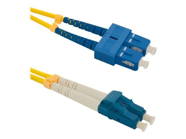 Qoltec Fiber Optic Cable, 1m, SC/UPC to LC/UPC, Duplex, G.652D, 9/125 μm, Halogen-Free, Yellow