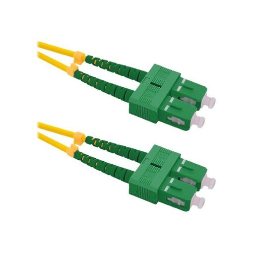 Qoltec SC/APC (M) Single-Mode Fiber Optic Cable, 2m, Duplex, 9/125 µm, G.652D, Halogen-Free, Yellow