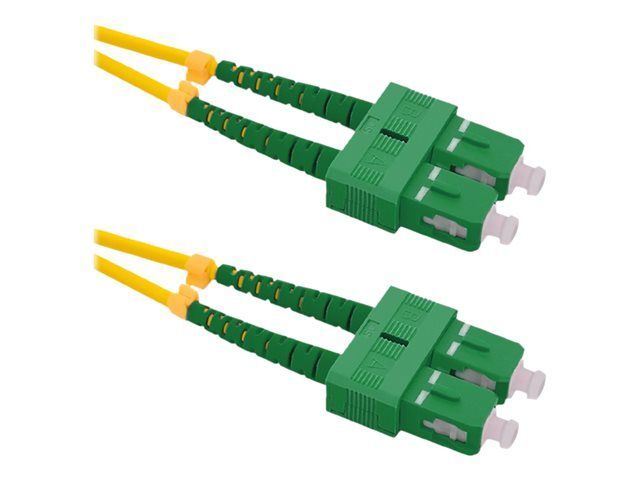Qoltec SC/APC (M) Single-Mode Fiber Optic Cable, 2m, Duplex, 9/125 µm, G.652D, Halogen-Free, Yellow
