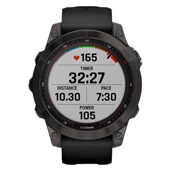 Garmin Fenix 7 Sapphire Solar - 47mm - DLC Black Titanium - Sport Watch with Silicone Strap - Black - Wrist Size: 125-208mm - 1.3" Display - 32GB - Bluetooth, ANT+, Wi-Fi - 73g