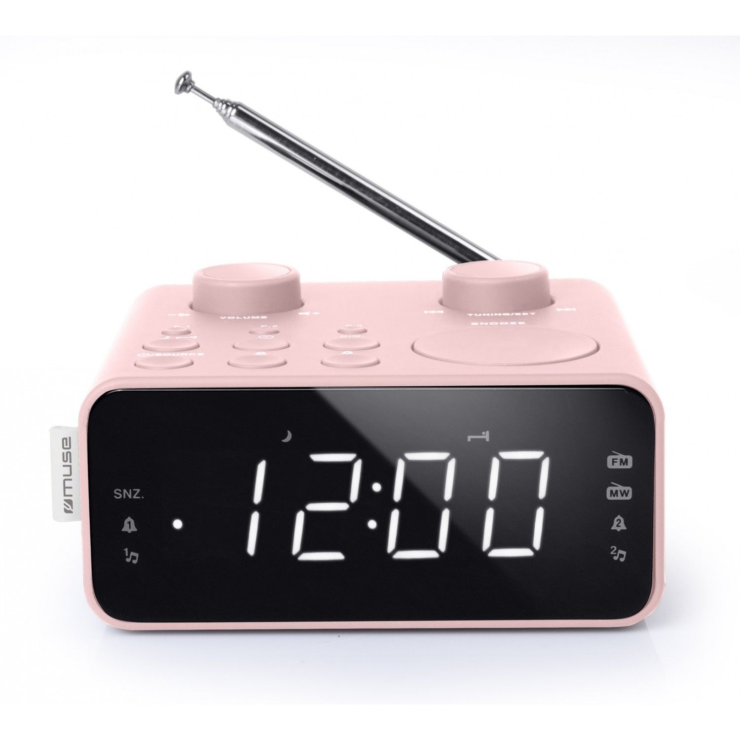 Radio despertador Muse M-17-CPK doble alarma - Rosa