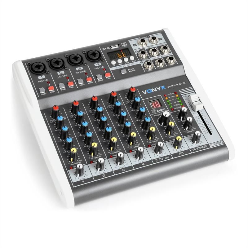Vonyx VMM-K602 6-Channel Mixing Desk with Bluetooth and USB Audio Interface