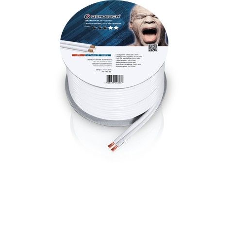 Oehlbach 307 Speaker Cable - 2 x 4mm², White, 20m