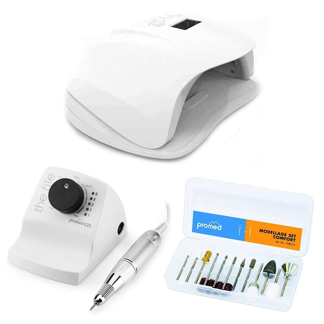 Promed UV LED Lamp 54W UVL-54 & Nail File The File 625 Manicure Kit