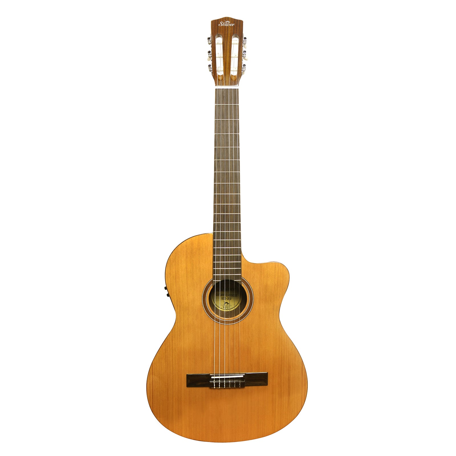 Guitarra electroacústica clásica GCS-201 Shiver, tamaño 4/4, natural, corte