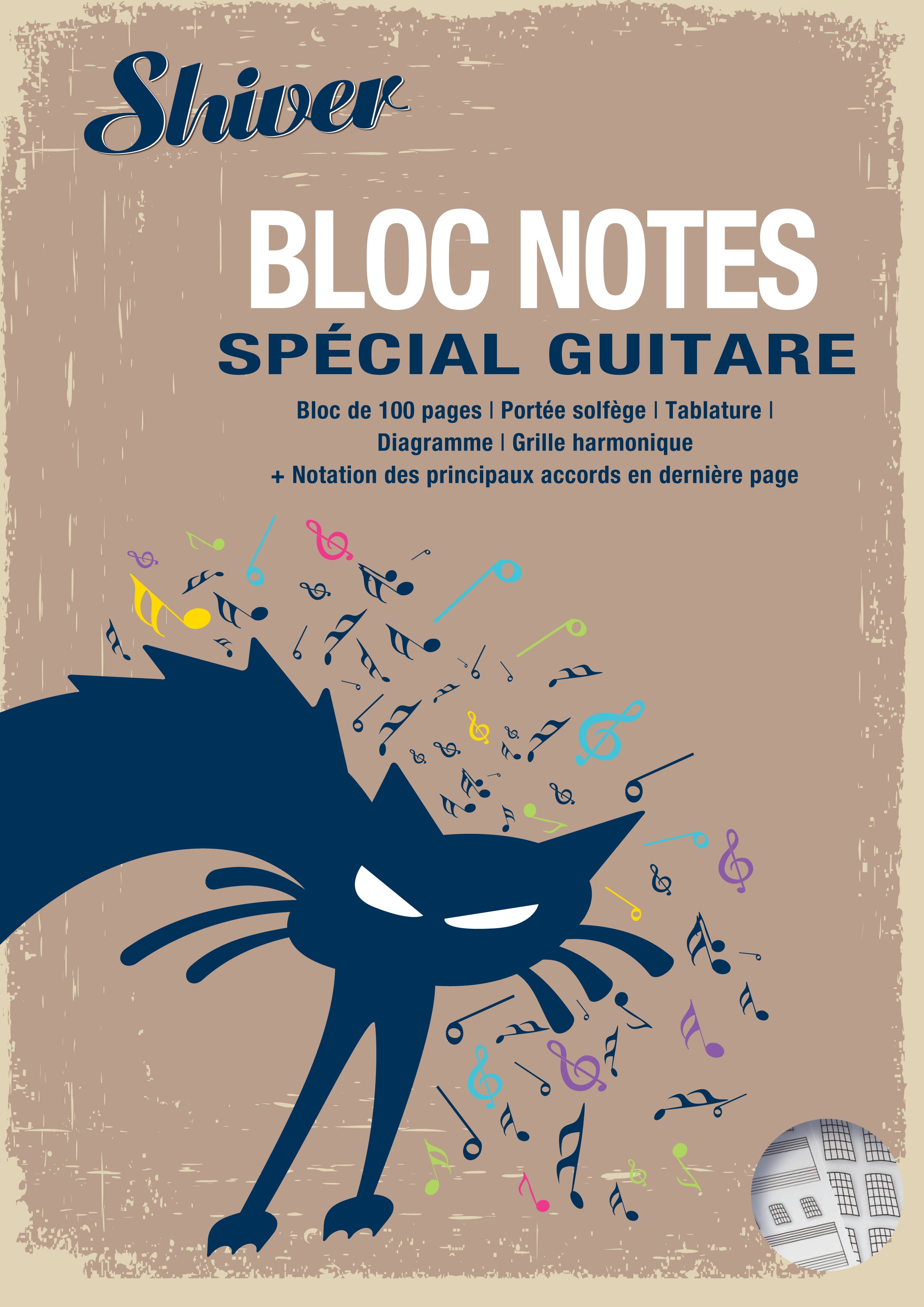Bloc de Tablature Shiver Spécial Guitare - 100 Pages Perforées