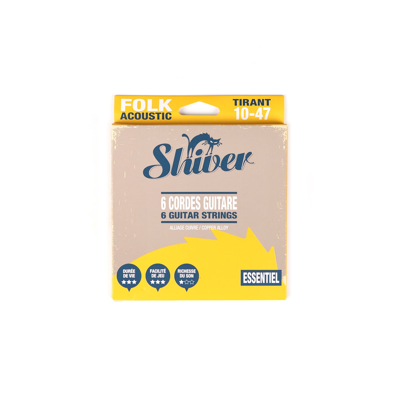 Cordes de guitare folk Shiver Essentiel à 6 cordes - 10-47 - Shiver
