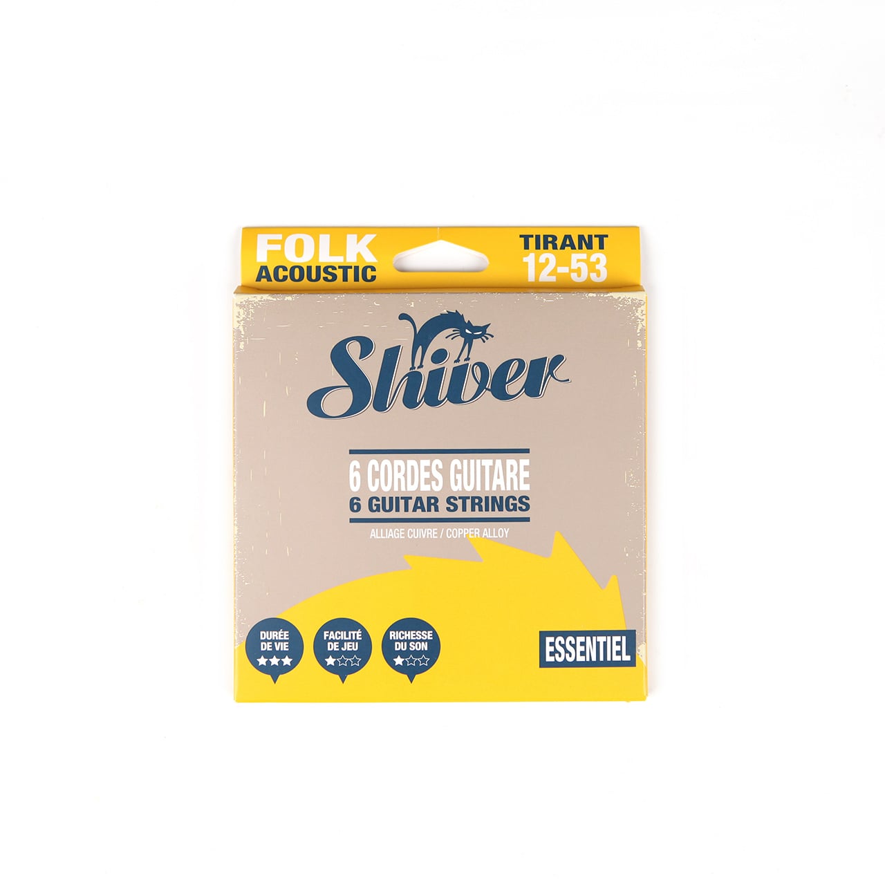 Corde de guitare folk Shiver 6 cordes - Gamme 12-53 - Essentiel