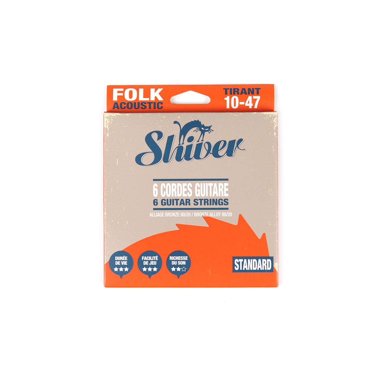 Guitare folk standard à 6 cordes Shiver - gauge 10-47