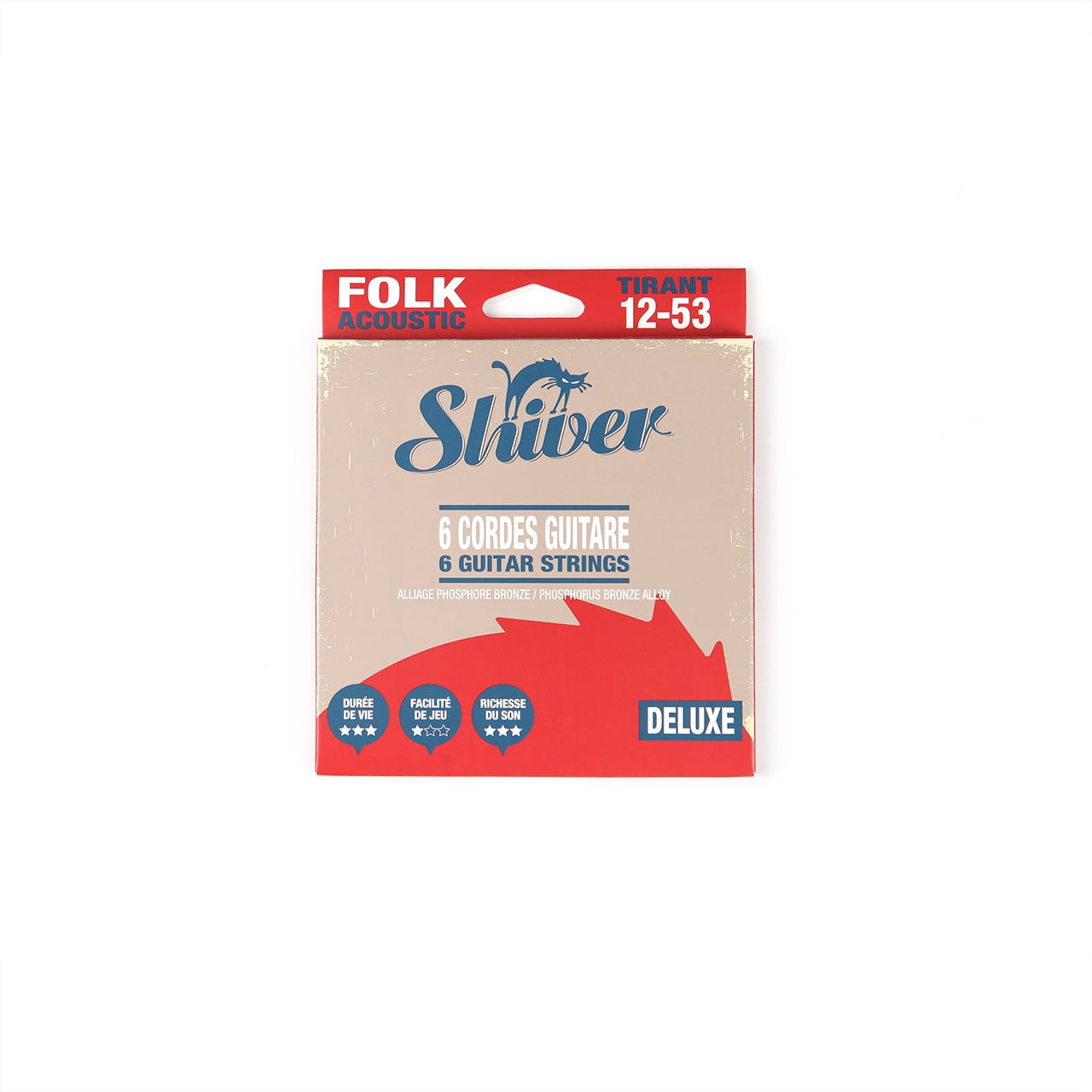 Cordes de guitare folk Shiver 6 cordes - Guilde 12-53 - Laiton phosphoré