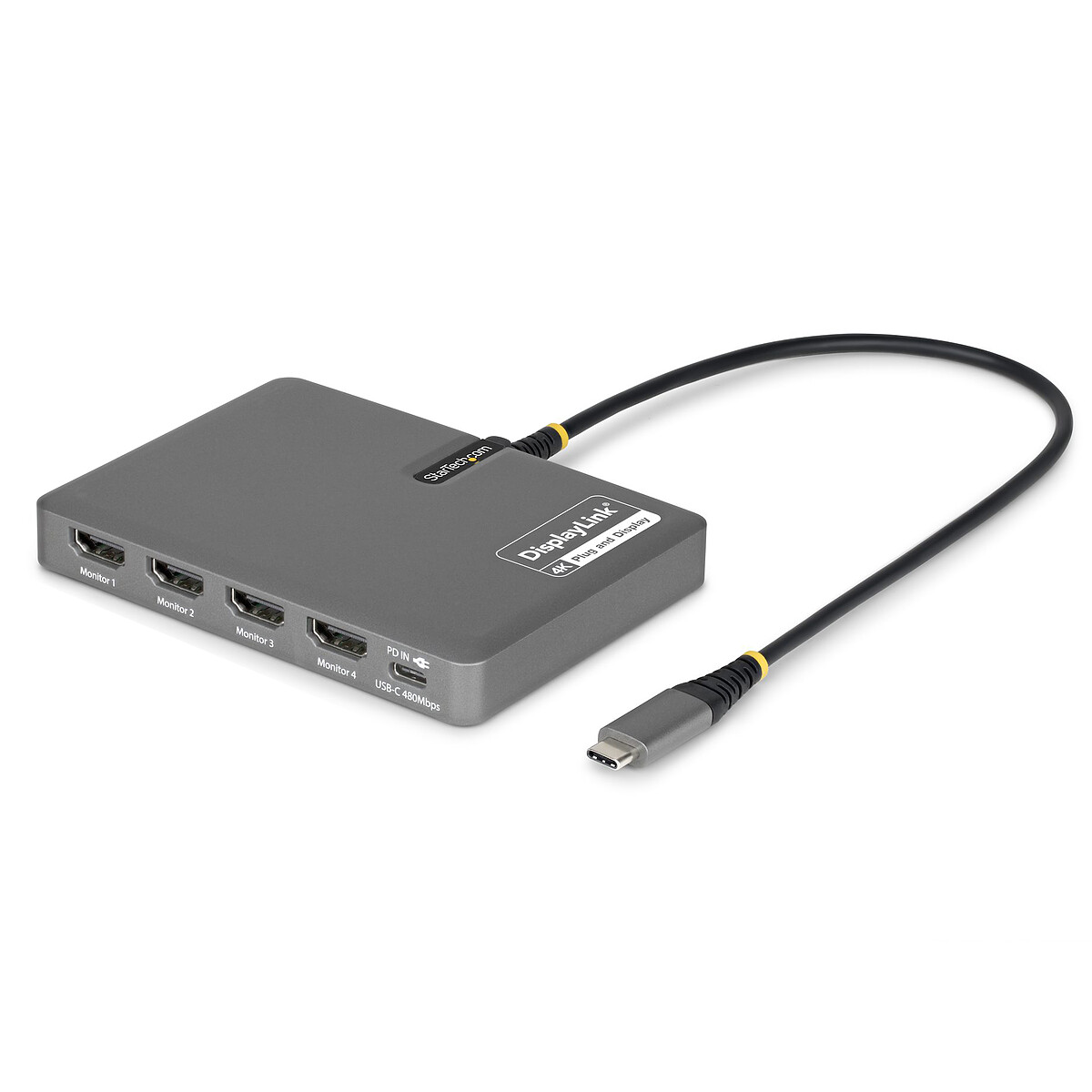 Adaptador StarTech.com USB-C a 4 HDMI 4K 60 Hz con puerto USB-C PD 140W