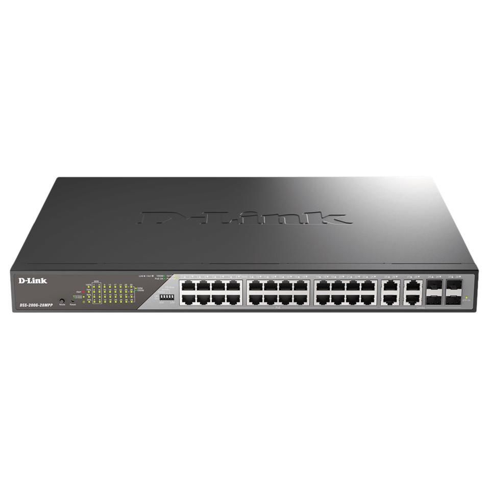 D-Link DSS 200G-10MP - Managed Switch - 8 x 10/100/1000 PoE + 2 x Gigabit SFP - Rack Mountable - 130W PoE