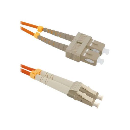 Cables de conexión Qoltec SC/UPC multimodo (M) a LC/UPC multimodo (M) - 2 m - Fibra óptica - Duplex - 50/125 micras - OM2 - Sin halógeno - Naranja