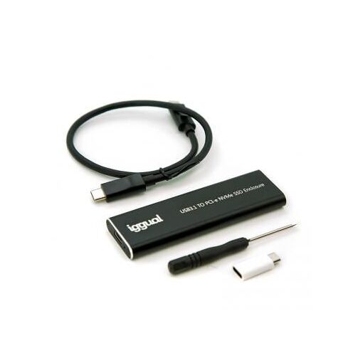 Boîtier externe Iggual - Carte M.2 (PCIe NVMe & SATA) - USB-C 3.2 Gen 1 - Noir
