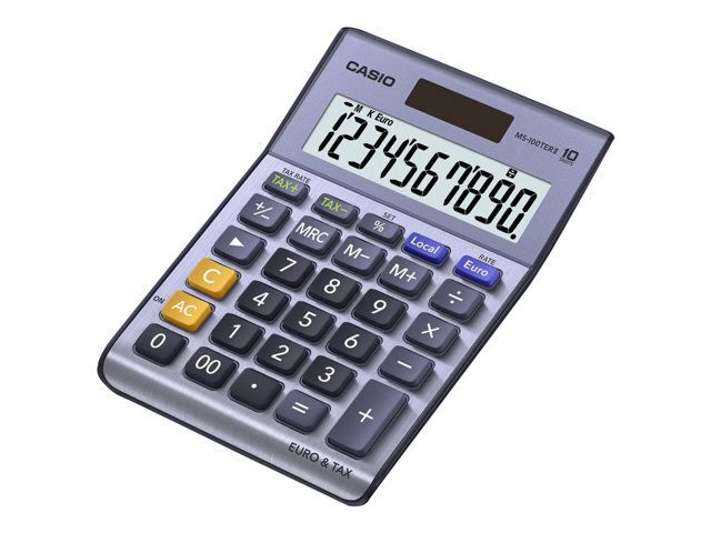 Calculatrice de bureau Casio MS-100 TER II - 10 chiffres, alimenté par panneau solaire et pile