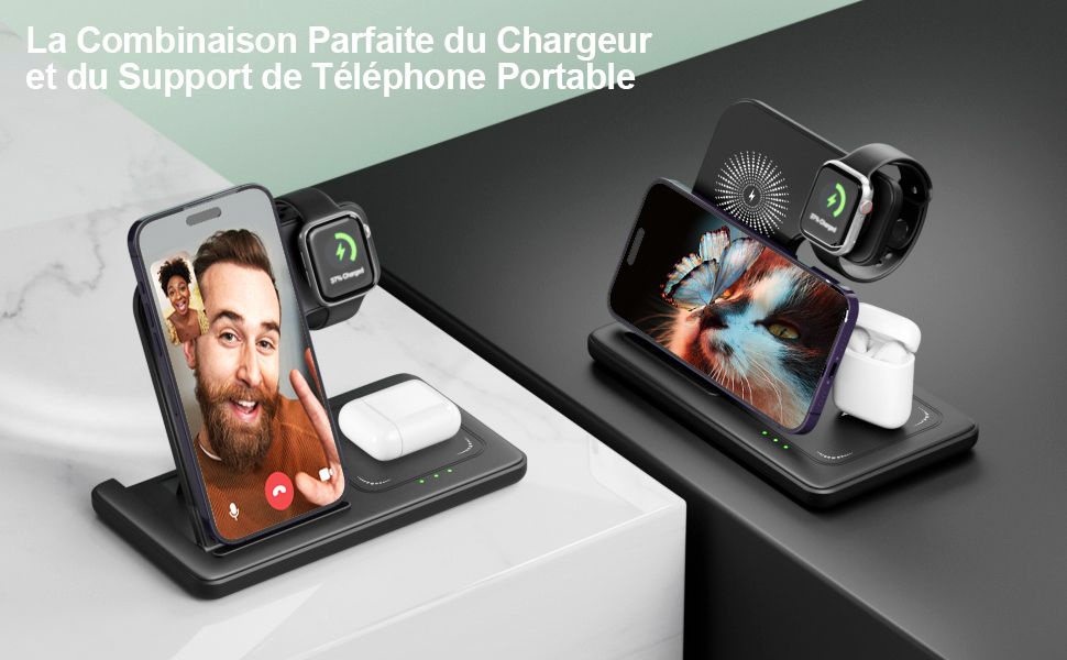 Avanturis 3-in-1 Wireless Charging Station for iPhone, Apple Watch, AirPods