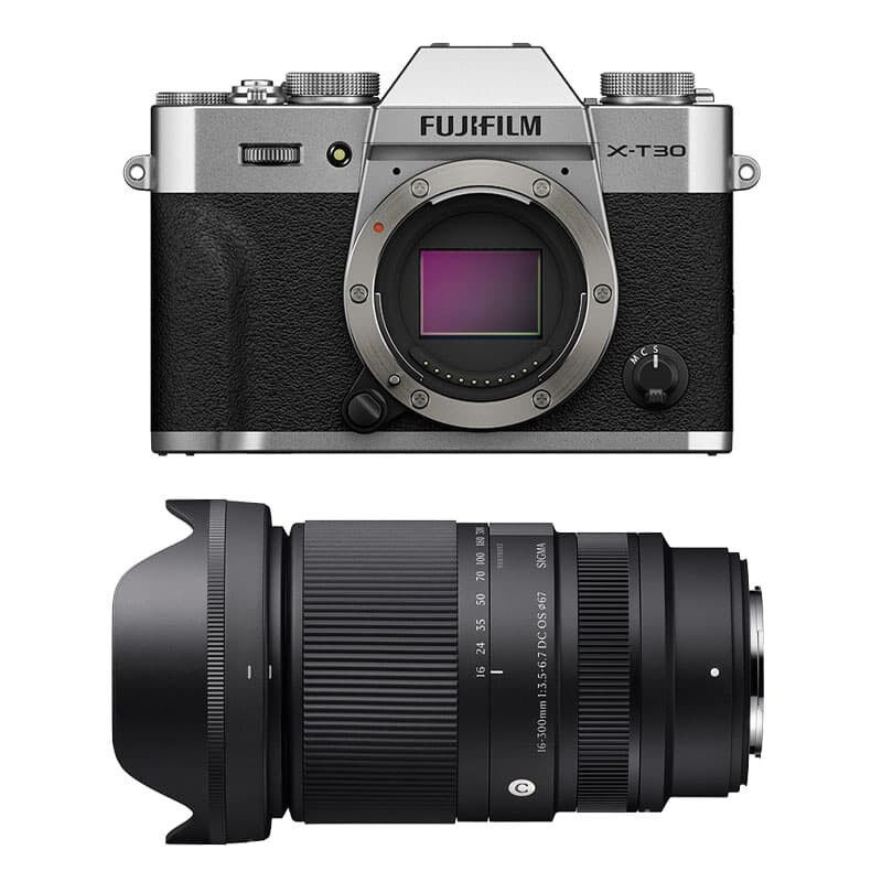 Fujifilm X-T30 III Silver + Sigma 16-300mm f/3.5-6.7 DC OS Contemporary Lens, 3-Year Warranty
