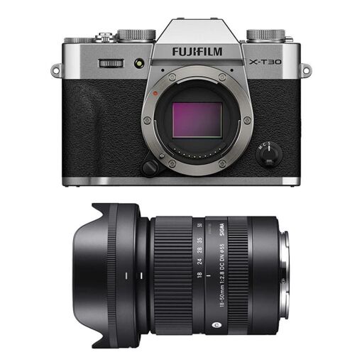 Fujifilm X-T30 III Silver + Sigma 18-50mm f/2.8 DC DN Contemporary Lens, 3-Year Warranty