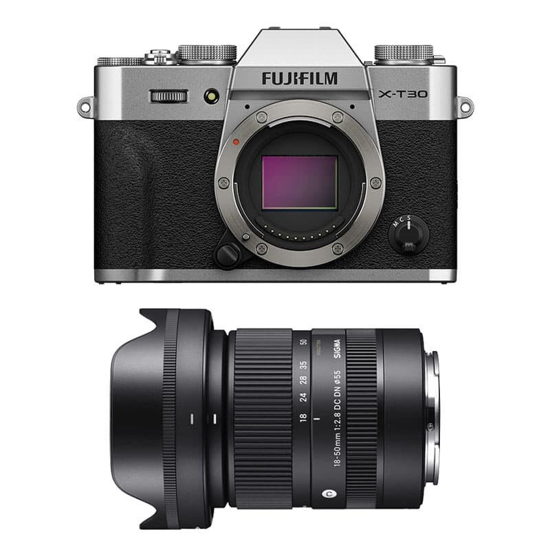 Fujifilm X-T30 III Silver + Sigma 18-50mm f/2.8 DC DN Contemporary Lens, 3-Year Warranty