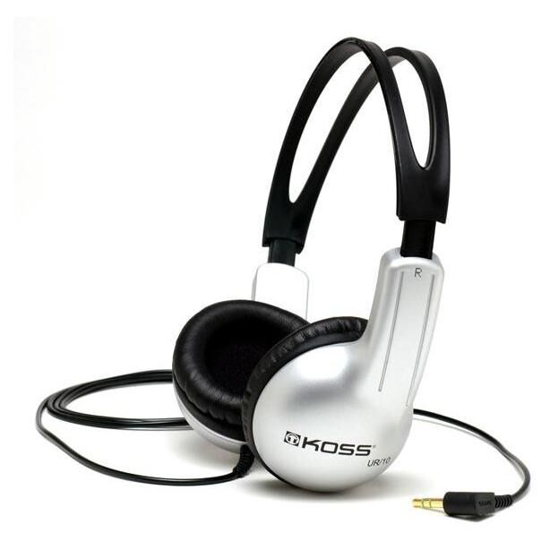 Koss UR/10 Headphones with Wire Arc Design in Black and Silver