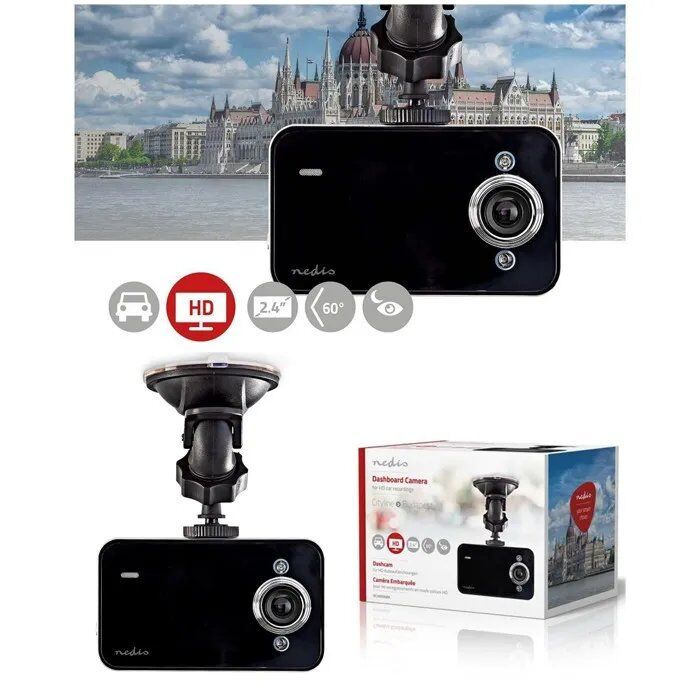 Cámara para tablero Nedis 720p@30fps - Pantalla LCD de 3MP de 2,4 pulgadas con detección de movimiento