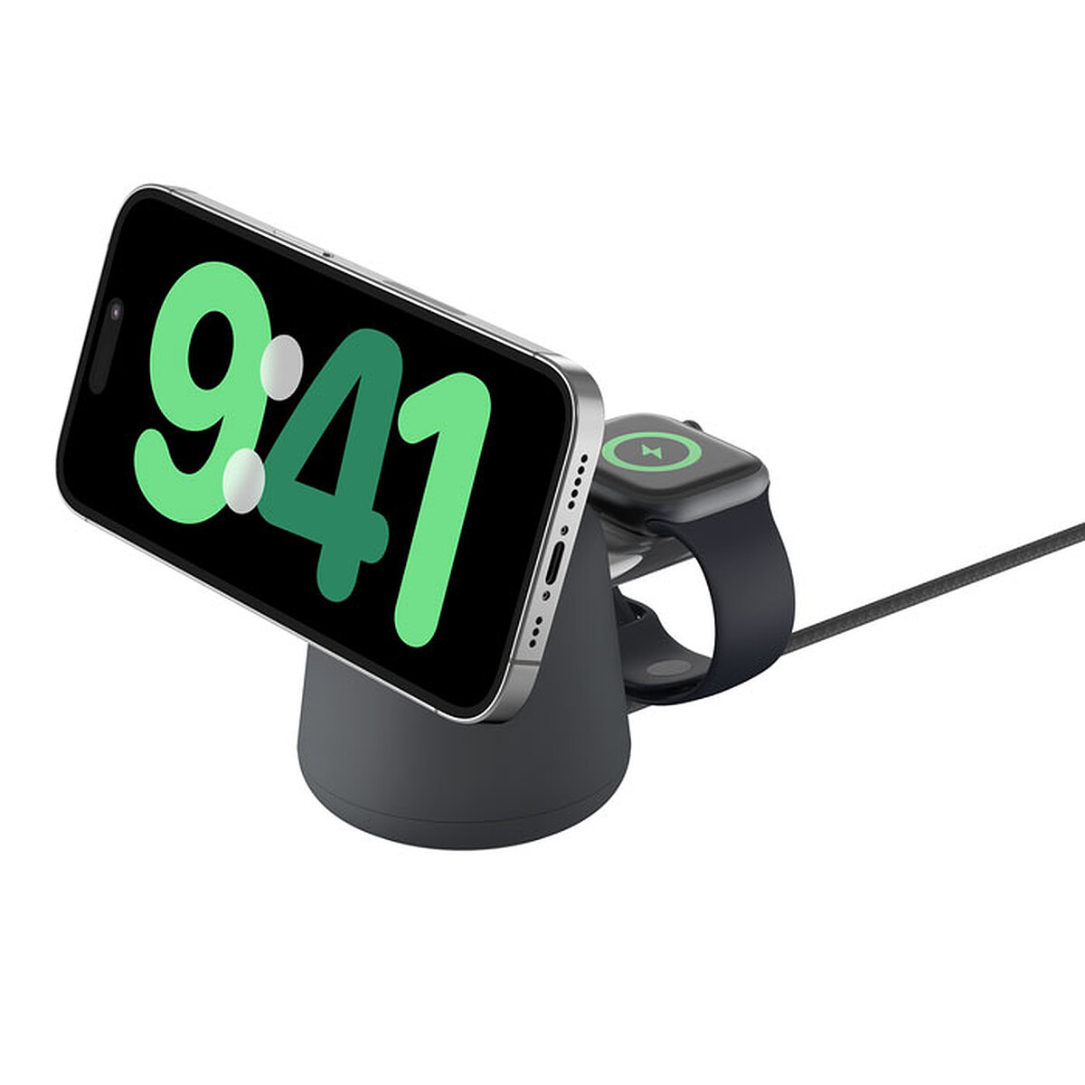 Cargador Belkin Magsafe 15W + soporte para Apple Watch (Negro)