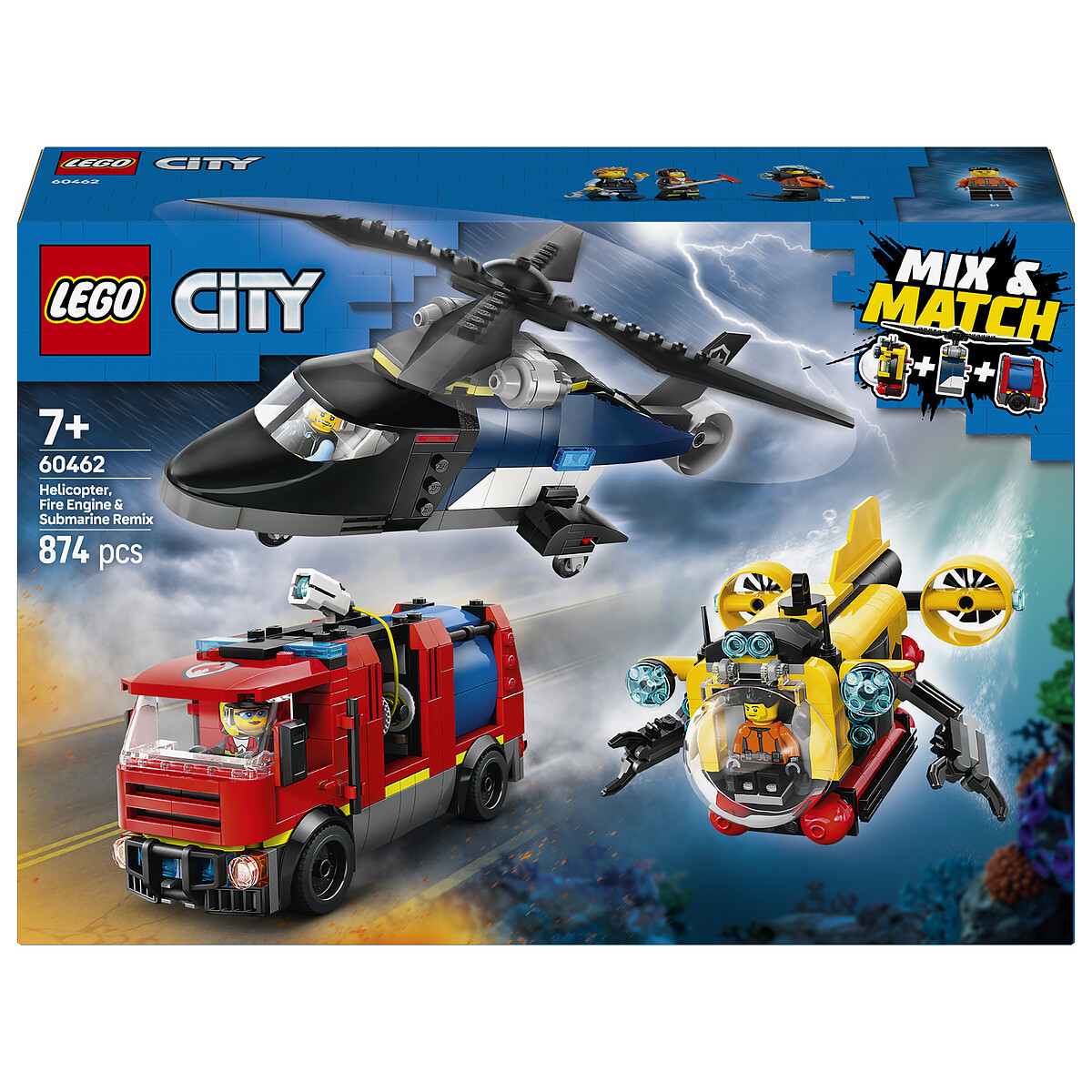 LEGO City Helicopter, Fire Truck & Modular Submarine