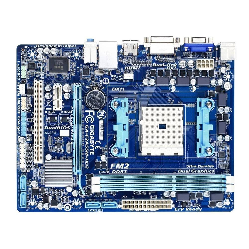 Gigabyte GA-F2A55M-HD2 Motherboard, AMD A55, FM2 Socket, 64GB DDR3