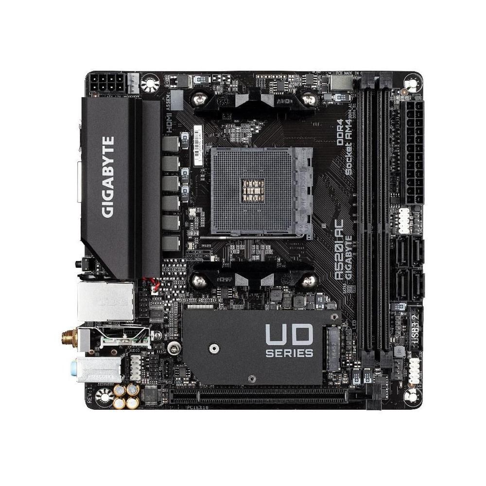 Carte mère Gigabyte A520I AC, AMD A520, socket AM4, 32 Go DDR4, Mini-ITX (37 mm x 17 mm)