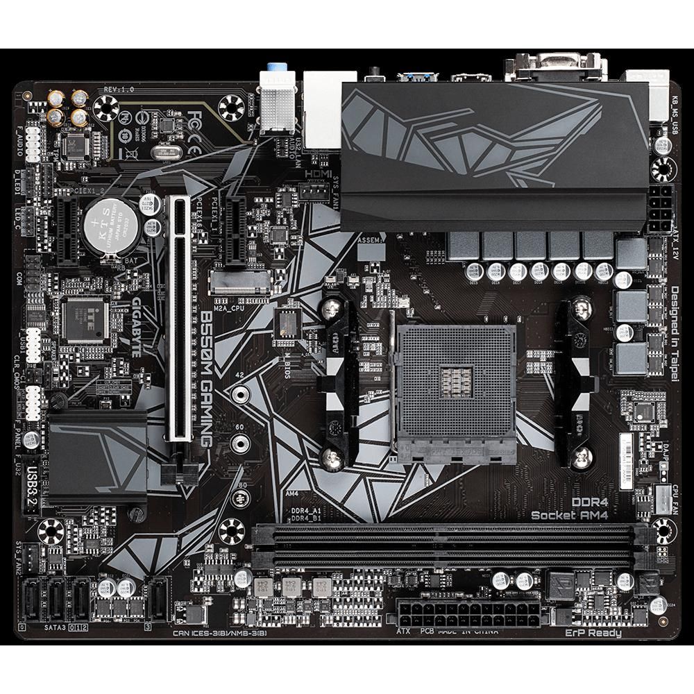 Placa base Gigabyte B550M Gaming, AMD B550, DDR4, 64GB, Micro ATX