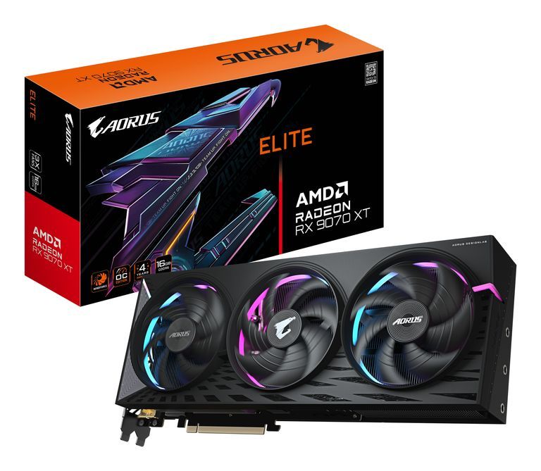 GIGABYTE AORUS Radeon RX 9070 XT ELITE 16G - 16GB GDDR6, 256-bit, PCIe 5.0, 3100MHz Core Clock, 2x DisplayPort, 2x HDMI