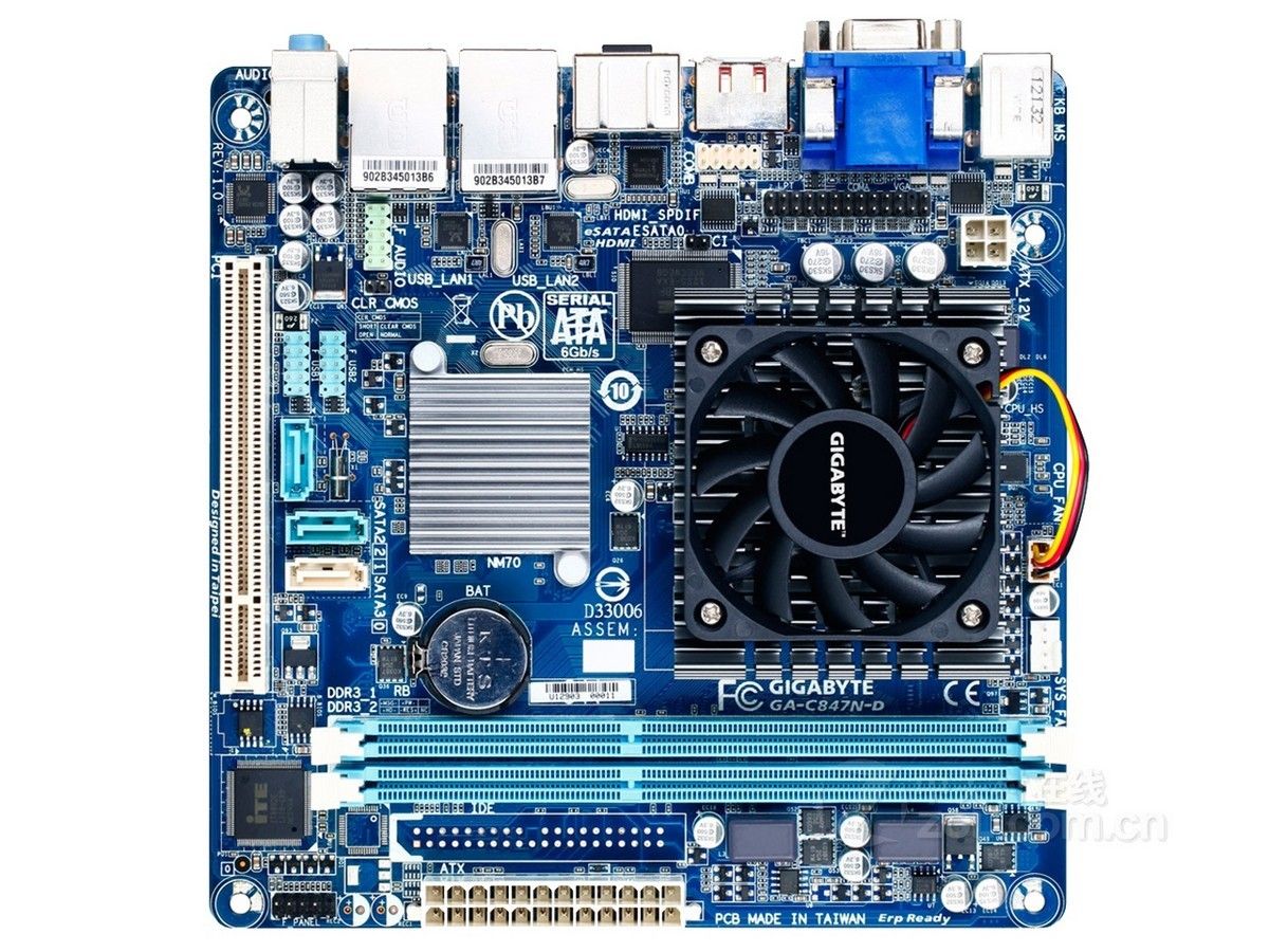 Gigabyte GA-C847N-D Mini-ITX Motherboard with Intel NM70 CPU and 16GB DDR3 RAM
